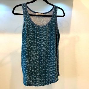 Ann Taylor LOFT Teal Triangle Print Tank